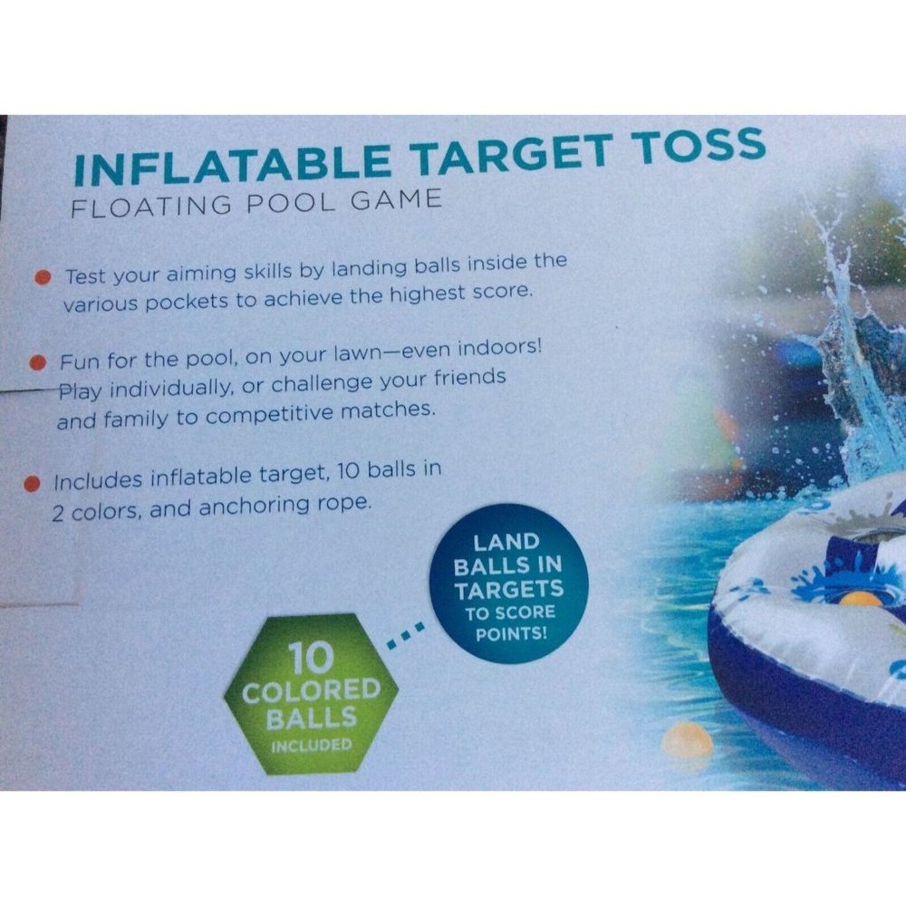 Inflatable Target Toss Floating Pool Game with 10 Balls and Tether Rope, for Swi - Picture 6 of 10